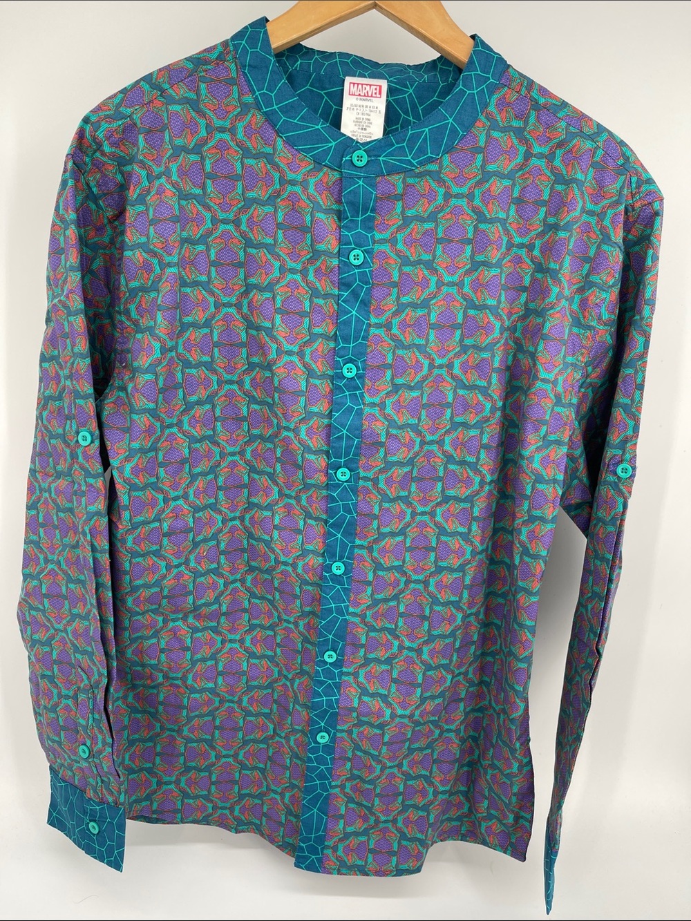 Disney Parks Marvel Black Panther Wakanda Forever Button Down Shirt Men Medium